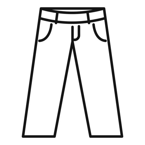 Ikon jeans kain, gaya garis luar - Stok Vektor
