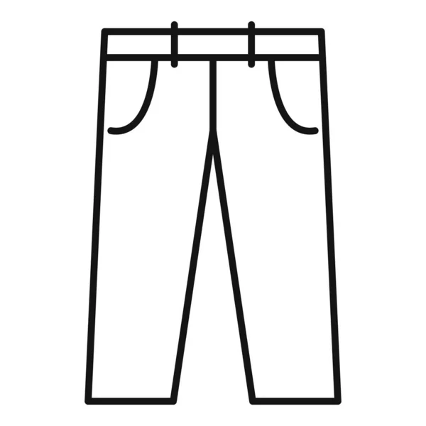 Ikon jeans katun, gaya garis luar - Stok Vektor