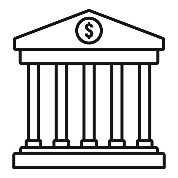 Bank building icon, outline style — Stock Vector