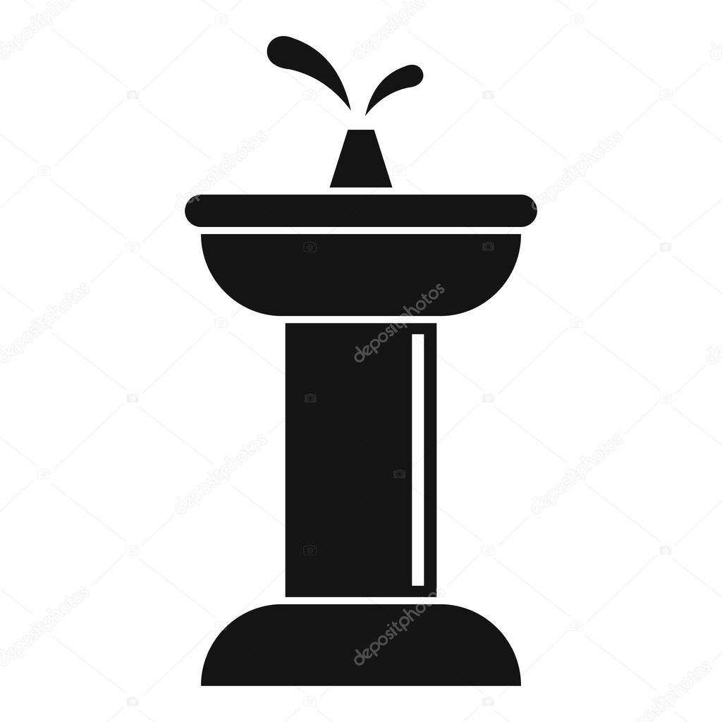 Golden drinking fountain icon, simple style