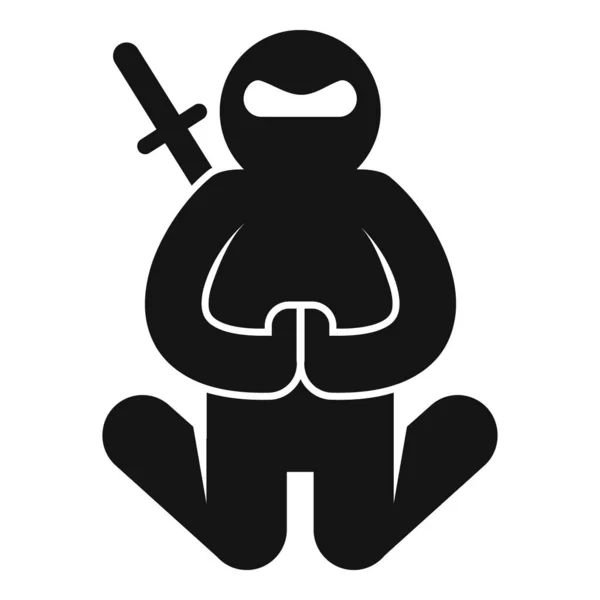 Ícone de meditação Ninja, estilo simples — Vetor de Stock
