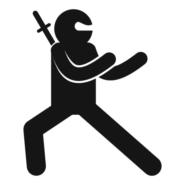 Ninja pose icône, style simple — Image vectorielle