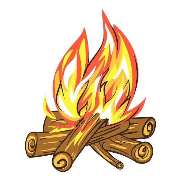 Marshmallows eld ikon, tecknad stil — Stock vektor