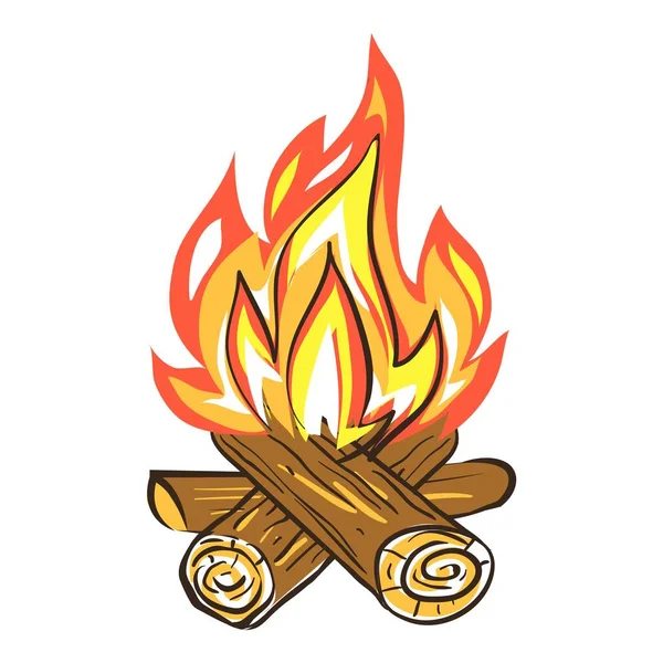 Caminhadas ícone da fogueira, estilo cartoon — Vetor de Stock