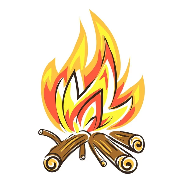 Kampvuur icoon branden, cartoon stijl — Stockvector