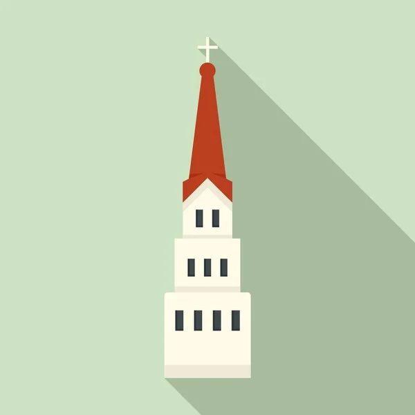 Icono del edificio de la iglesia de Riga, estilo plano — Vector de stock