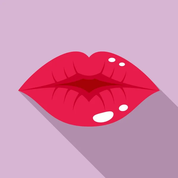 Smile kiss icon, flat style — Stock Vector