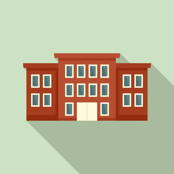 Icône bâtiment scolaire, style plat — Image vectorielle