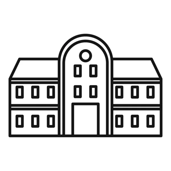 学院建筑图标,轮廓风格 — 图库矢量图片