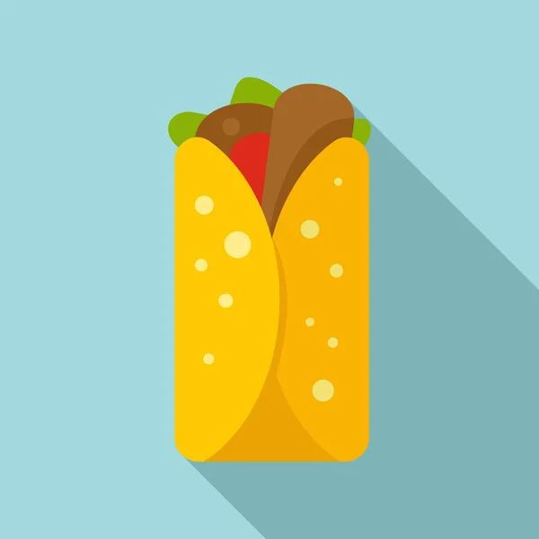 Burritos mexicains icône, style plat — Image vectorielle