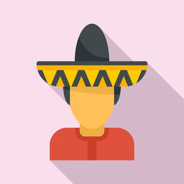 Uomo messicano icona avatar, stile piatto — Vettoriale Stock