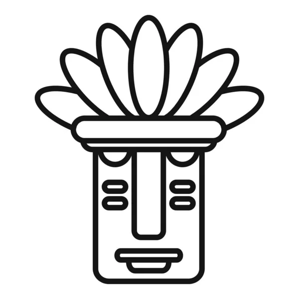 Icône de tiki idole mexicaine, style contour — Image vectorielle