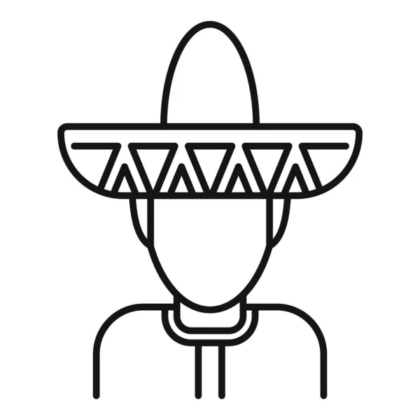 Mexikanischer Mann Avatar-Ikone, Outline-Stil — Stockvektor