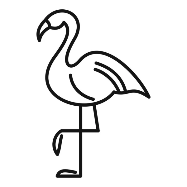 フラミンゴ鳥のアイコン、アウトラインスタイル — ストックベクタ