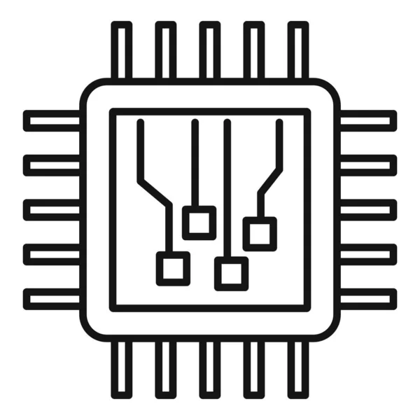 Icono del procesador de aprendizaje automático, estilo de esquema — Archivo Imágenes Vectoriales