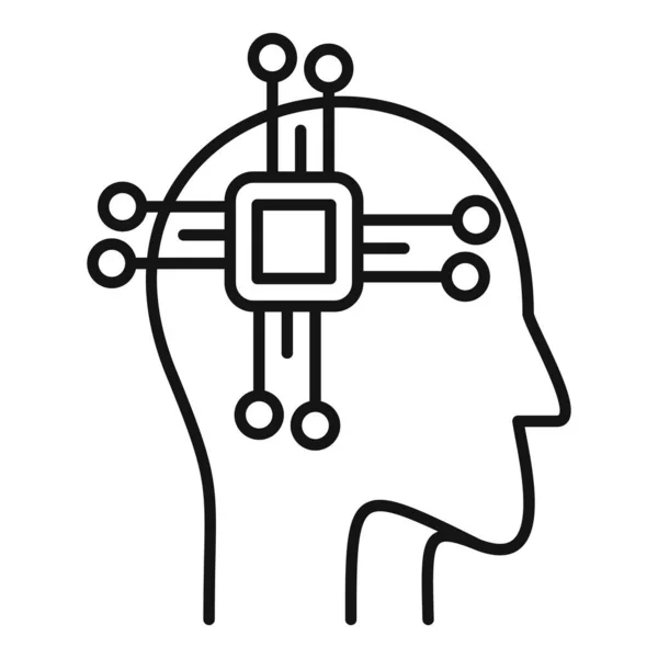 Edukacja ikona inteligentnego mózgu, styl konturu — Wektor stockowy