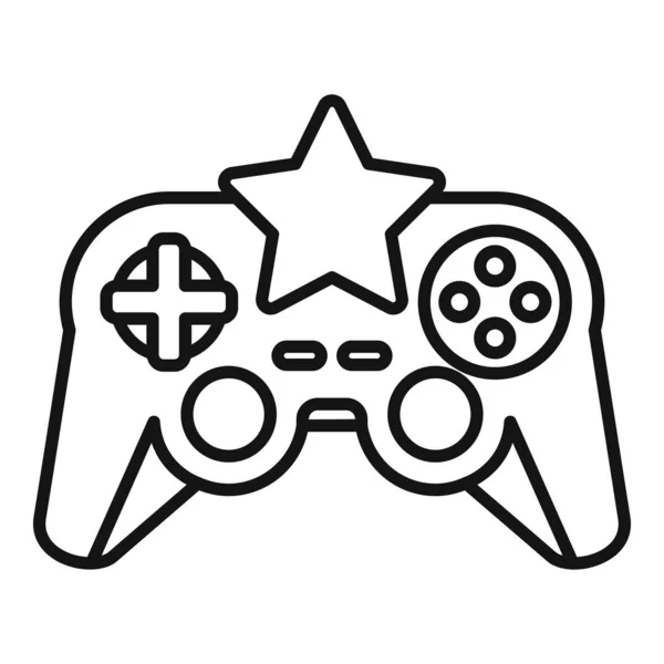 Estrella icono de joystick de videojuego, estilo de esquema — Vector de stock