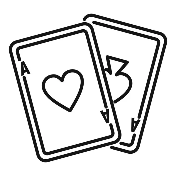 Videospel speelkaarten pictogram, outline stijl — Stockvector