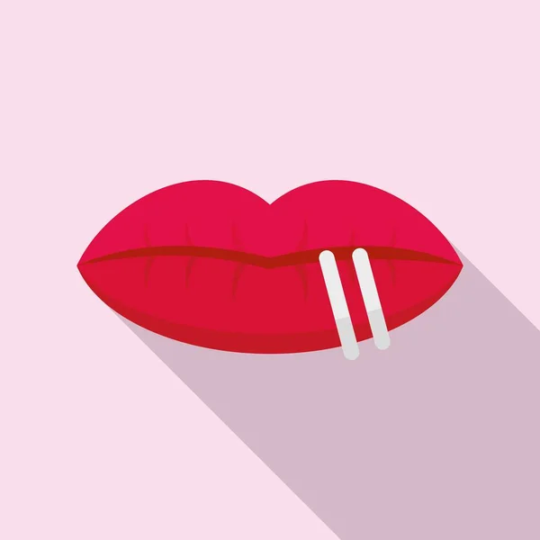 Lips piercing icon, flat style — Stock Vector