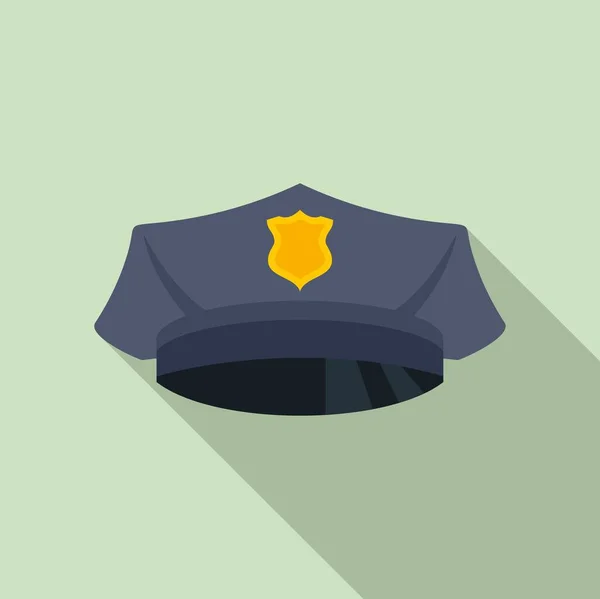Police officer cap icon, flat style — Stock Vector