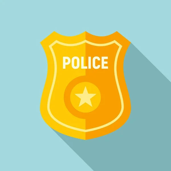 Policía icono de la insignia de oro, estilo plano — Vector de stock