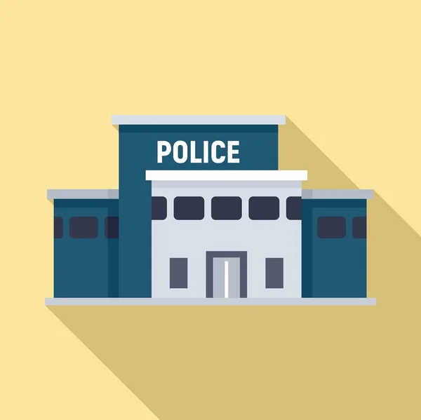 Ikona budovy policejní stanice, plochý styl — Stockový vektor