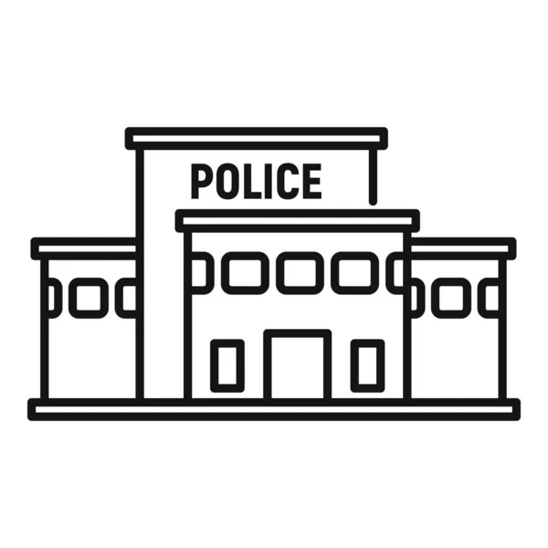 경찰서 건물의 아이콘, 골자 스타일 — 스톡 벡터