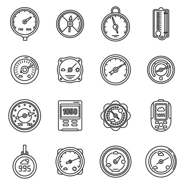 Conjunto de iconos de control barómetro, estilo de contorno — Vector de stock