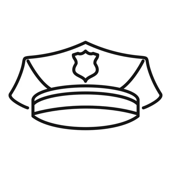 Police officer cap icon, outline style — Stock Vector