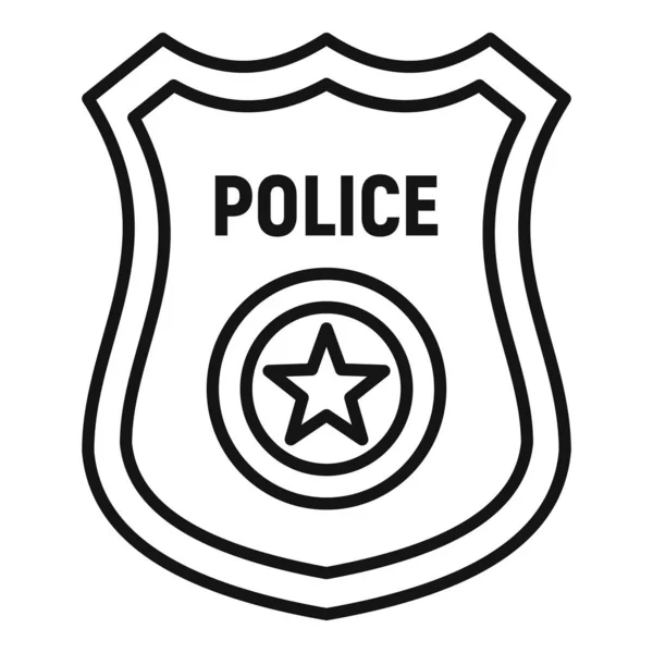 Policía insignia de oro icono, estilo de esquema — Vector de stock
