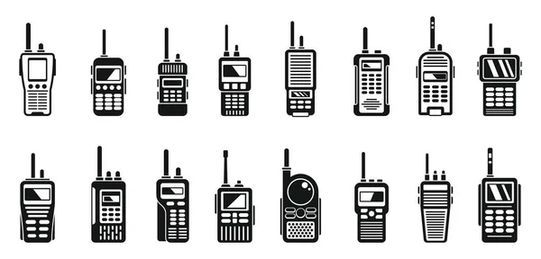 Radio walkie talkie iconos conjunto, estilo simple — Vector de stock