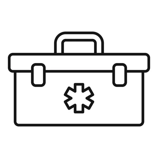 First aid kit box icon, outline style — Stock Vector