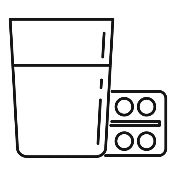 Wasserglas Pillen Pack Symbol, Umriss Stil — Stockvektor