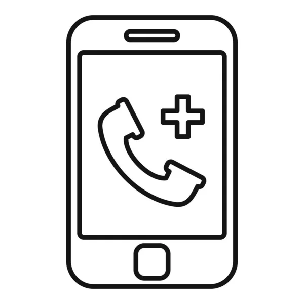 Clinique privée icône smartphone, style contour — Image vectorielle