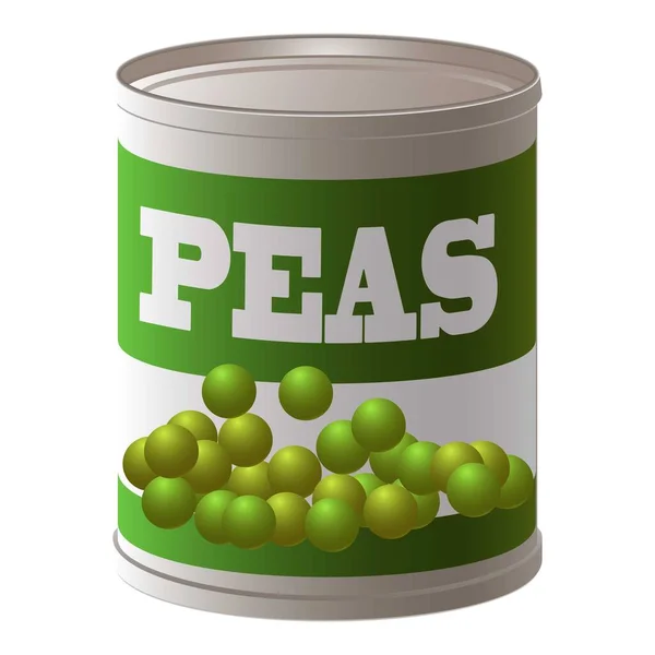 Peas tin can icon, cartoon style — Stock Vector