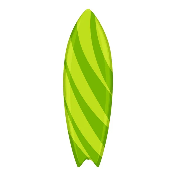 Zielona ikona deski surfingowej w paski, w stylu kreskówki — Wektor stockowy