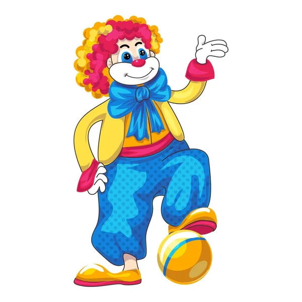 Клоун іконка м'яча, стиль мультфільму — стоковий вектор
