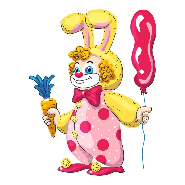 Icône enfant clown lapin, style dessin animé — Image vectorielle