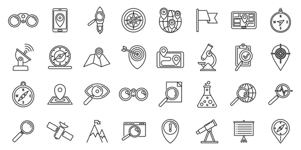 Conjunto de iconos de investigación, estilo de esquema — Vector de stock