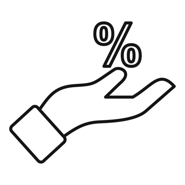 Ręka brać procent ikona podatkowa, styl zarys — Wektor stockowy