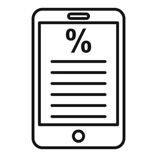 Smartphone icône de la taxe en ligne, style contour — Image vectorielle