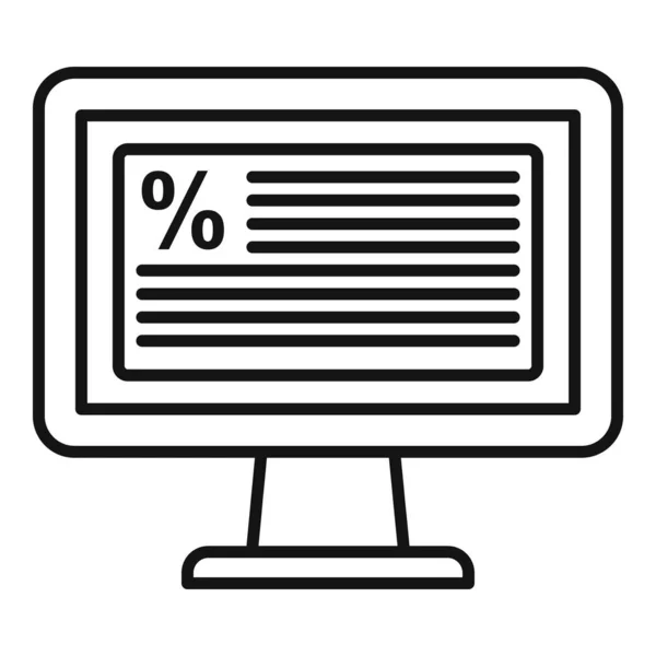 Adó online monitor ikon, körvonalazott stílus — Stock Vector