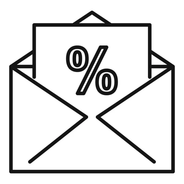 Mail percent tax icon, outline style — Stock Vector