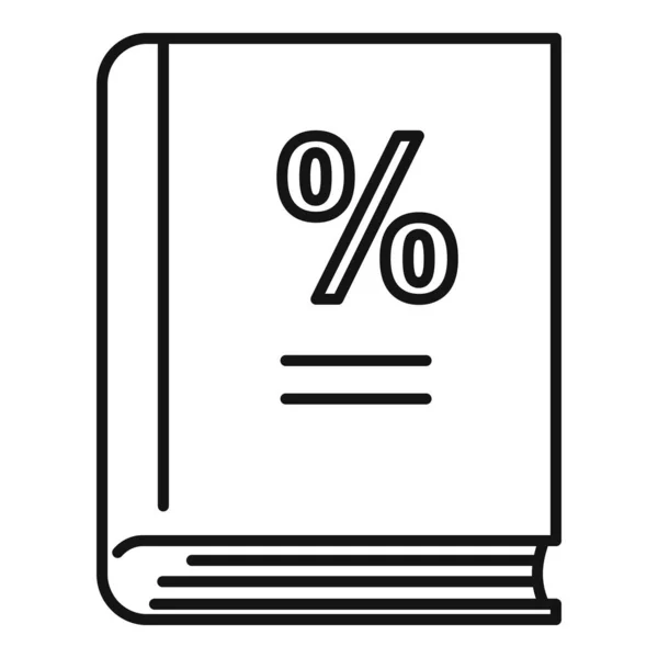 Icône du livre fiscal en pourcentage, style de contour — Image vectorielle