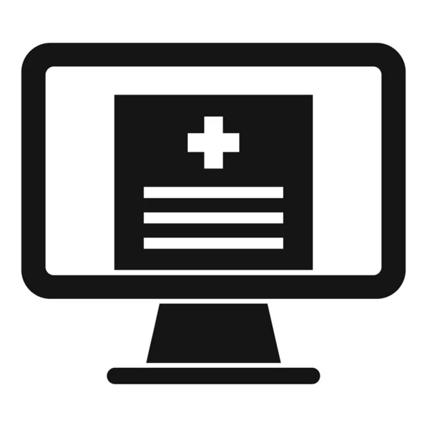 Ícone de monitor médico on-line, estilo simples — Vetor de Stock