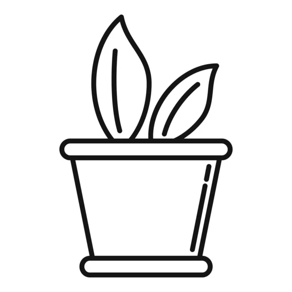 Icono de maceta de planta ecológica, estilo de esquema — Vector de stock