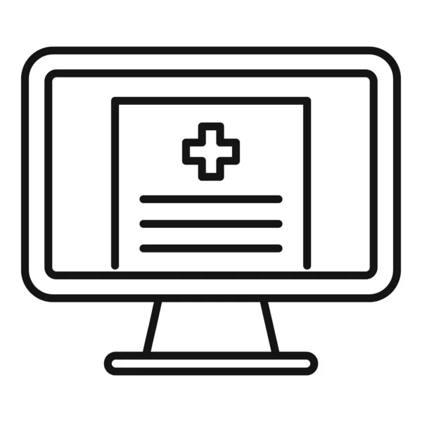 Ícone de monitor médico on-line, estilo esboço — Vetor de Stock