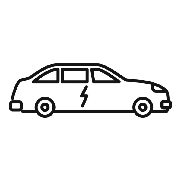 电动汽车图标,轮廓风格 — 图库矢量图片