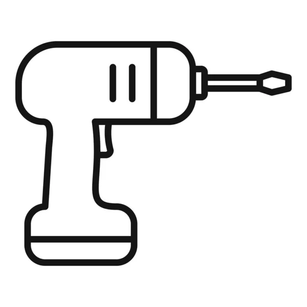 Icono de taladro de mano eléctrico, estilo de esquema — Vector de stock