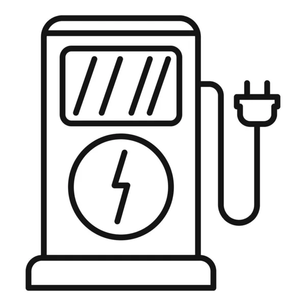 Icône de station électrique de charge, style de contour — Image vectorielle